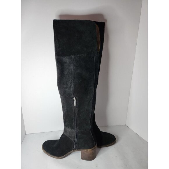 Lucky Brand Womens Ramsden Over The Knee Boots Sz 8.5M Black Leather Heeled Tall - Picture 9 of 13
